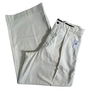 Banana Republic Premium Denim High Rise Relaxed Wide Leg Ivory Jeans 33 Long 16T